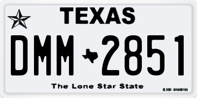 TX license plate DMM2851