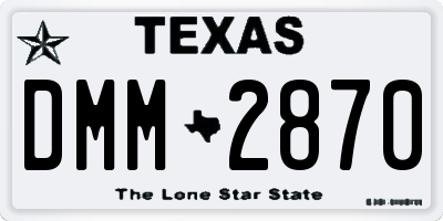 TX license plate DMM2870