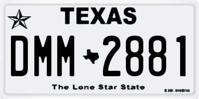 TX license plate DMM2881