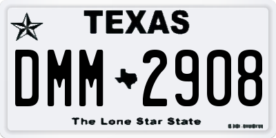 TX license plate DMM2908