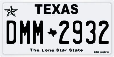 TX license plate DMM2932