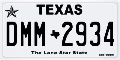 TX license plate DMM2934