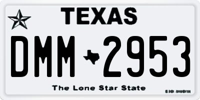 TX license plate DMM2953