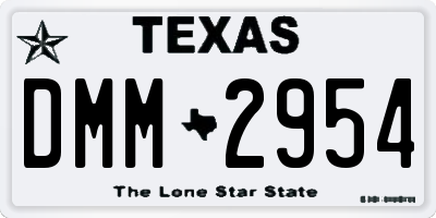 TX license plate DMM2954