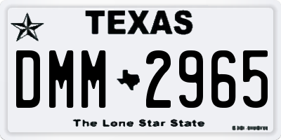 TX license plate DMM2965