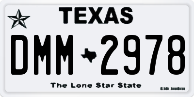 TX license plate DMM2978