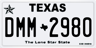 TX license plate DMM2980