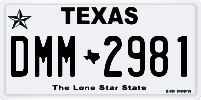 TX license plate DMM2981