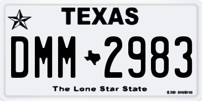 TX license plate DMM2983
