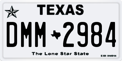TX license plate DMM2984