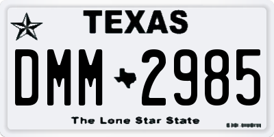 TX license plate DMM2985