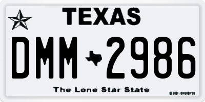 TX license plate DMM2986