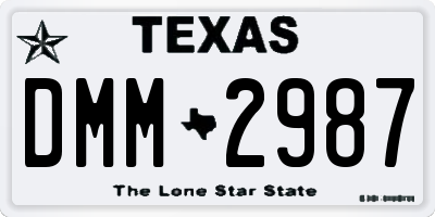 TX license plate DMM2987