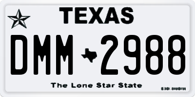 TX license plate DMM2988