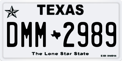 TX license plate DMM2989