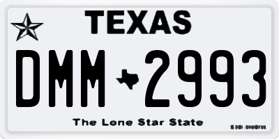 TX license plate DMM2993