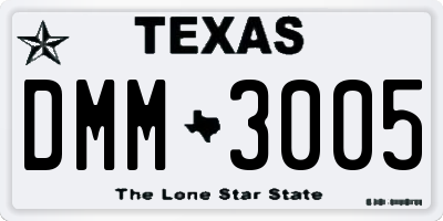 TX license plate DMM3005