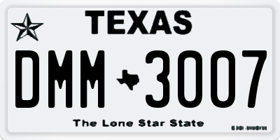 TX license plate DMM3007