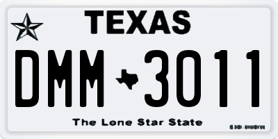 TX license plate DMM3011