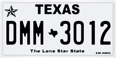TX license plate DMM3012