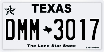 TX license plate DMM3017