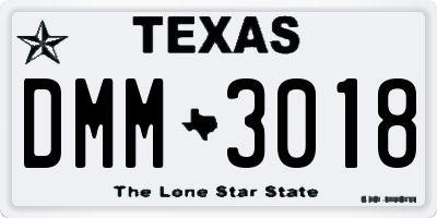 TX license plate DMM3018