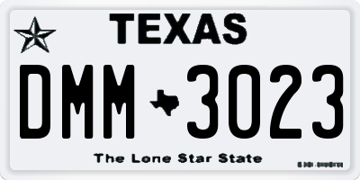 TX license plate DMM3023