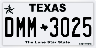 TX license plate DMM3025