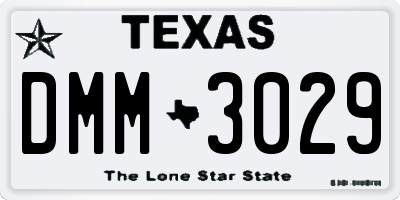 TX license plate DMM3029