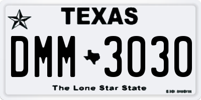 TX license plate DMM3030