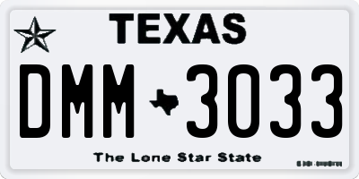 TX license plate DMM3033