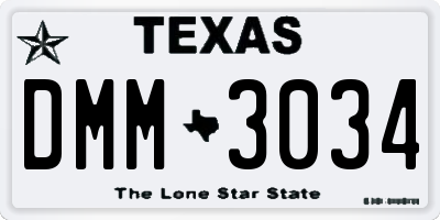 TX license plate DMM3034