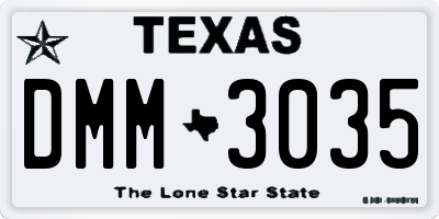 TX license plate DMM3035