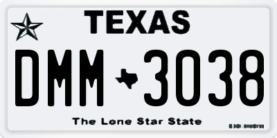 TX license plate DMM3038