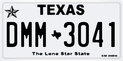 TX license plate DMM3041