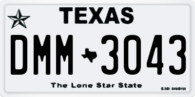 TX license plate DMM3043