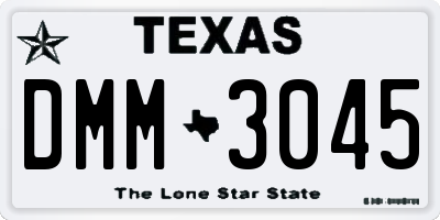 TX license plate DMM3045