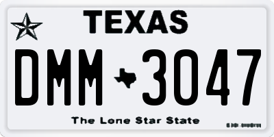 TX license plate DMM3047