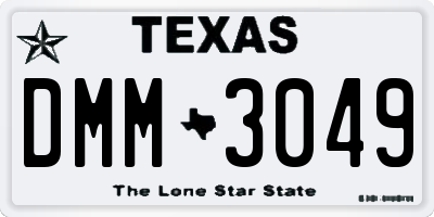 TX license plate DMM3049
