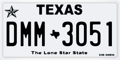 TX license plate DMM3051