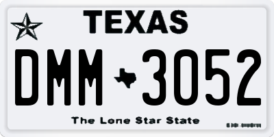 TX license plate DMM3052