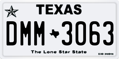 TX license plate DMM3063