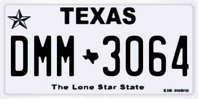 TX license plate DMM3064