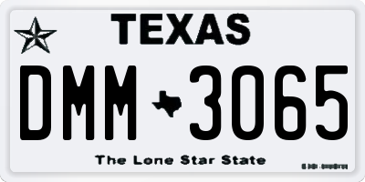 TX license plate DMM3065