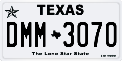 TX license plate DMM3070