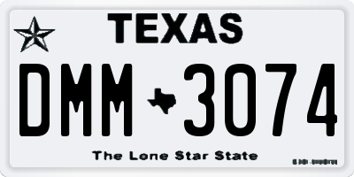 TX license plate DMM3074