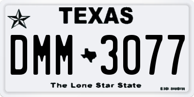 TX license plate DMM3077