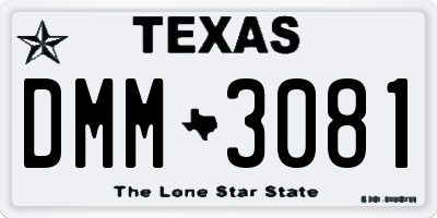 TX license plate DMM3081