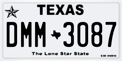 TX license plate DMM3087