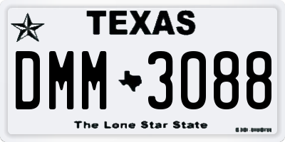 TX license plate DMM3088